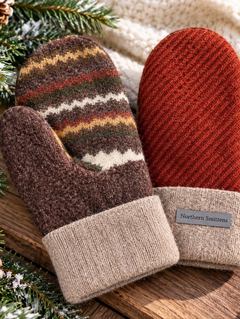Northern Smittens Handmade Recycled Wool Fleece Lined Winter Mittens